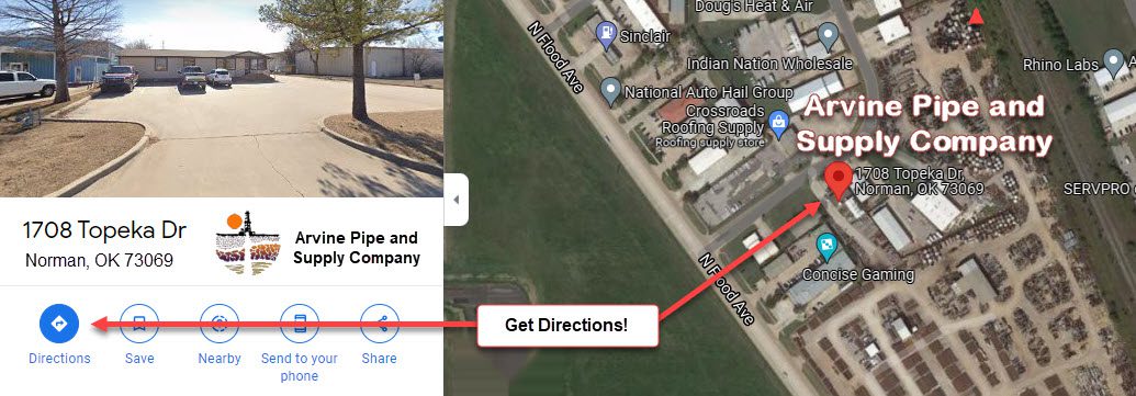 Get Directions to Arvine Pipe and Supply Company